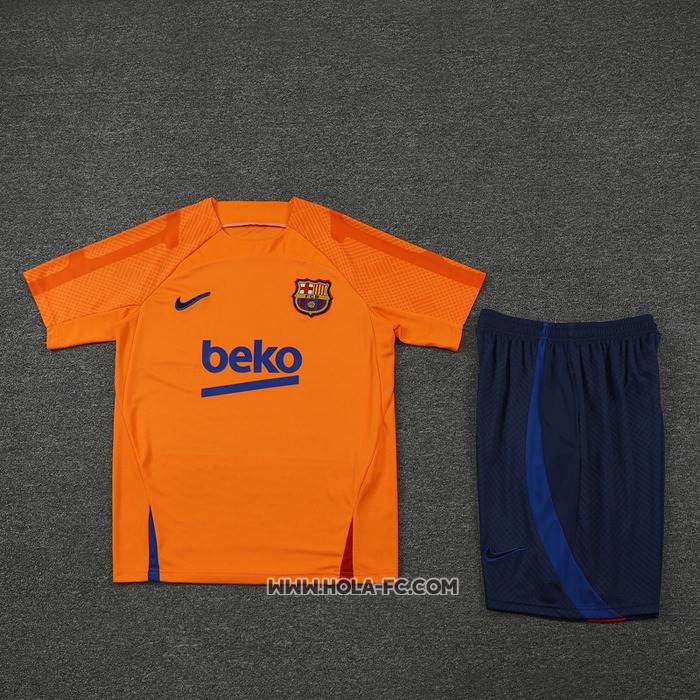 Chandal del Barcelona 2022-2023 Manga Corta Naranja - Pantalon Corto